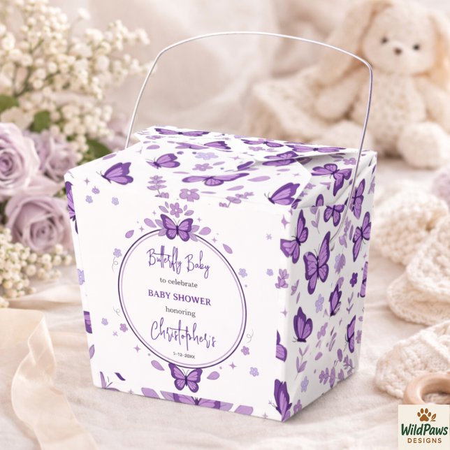 Caixinha De Lembrancinhas Purple Butterfly Baby Girl Baby Shower  (Purple Butterfly Baby Girl Baby Shower Favor Boxes
)