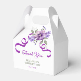 Caixinha De Lembrancinhas Purple Flower Greenery Ribbon Birthday Thank You