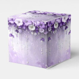 Caixinha De Lembrancinhas Purple Flowers with Dangling Pearls Favor Box