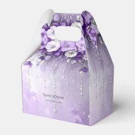 Caixinha De Lembrancinhas Purple Flowers with Dangling Pearls Favor Box
