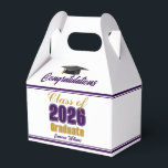 Caixinha De Lembrancinhas Purple Gold Class of 2026 Graduation Party<br><div class="desc">Customize your own purple and gold high school Class of 2026 graduate party favor box for a college graduation party. Cool varsity letters for the year on great custom labels for senior gift boxes.</div>
