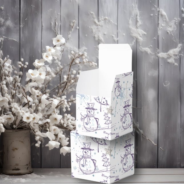 Caixinha De Lembrancinhas Púrpura Desenhou Snowman Natal (Criador carregado)