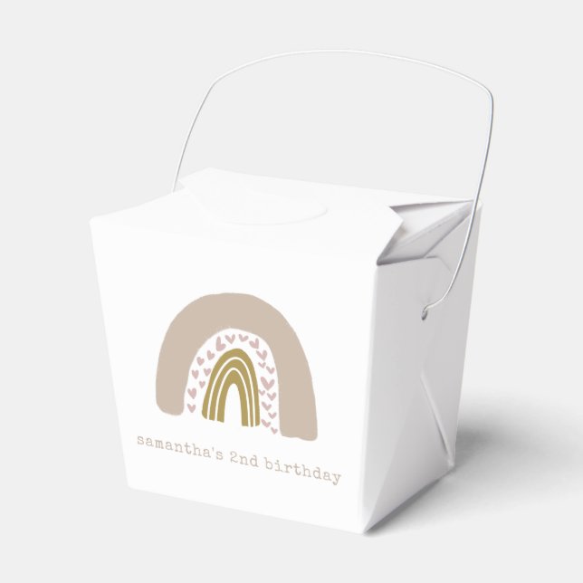 Caixinha De Lembrancinhas Púrpura e Dourada Aquarela Arco-Íris Aniversário (Frente)