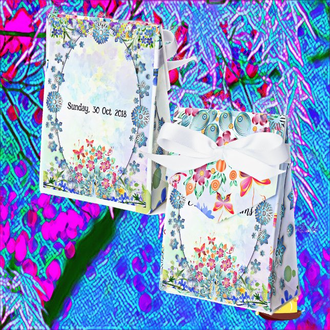 Caixinha De Lembrancinhas Púrpura Púrpura Púrpura Pasta Azul Molhada Hídrang (Soft Blue Pastel Hydrangea Purple Floral Birthday Favor Box)