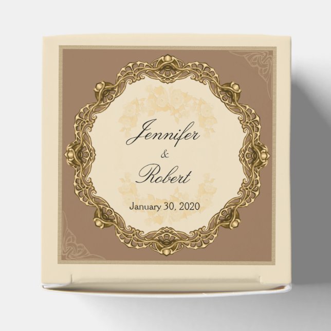 Caixinha De Lembrancinhas Quadro vitoriano no casamento Dourado (Topo)
