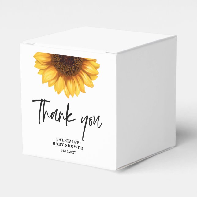 Caixinha De Lembrancinhas Queda Chá de fraldas de girassol (Frente)