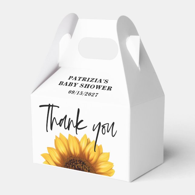 Caixinha De Lembrancinhas Queda Chá de fraldas de girassol (Frente)