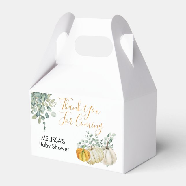 Caixinha De Lembrancinhas Queda Pumpkin Branco Laranja Pumpkin Greenerescent (Frente)