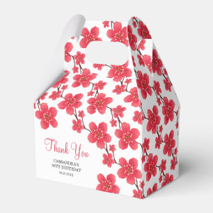 Caixinha De Lembrancinhas Quic Red Cherry Blossom Floral Botânica Aniversári