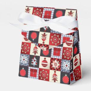 Caixinha De Lembrancinhas Quilete de Patchwork de Natal Gingham Whimsical