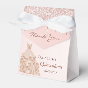 Caixinha De Lembrancinhas Quinceanera rosa dourado gotejamento de glitter ob