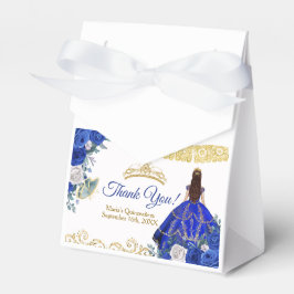 Caixinha De Lembrancinhas Quinceañera Royal Blue Flowers Box