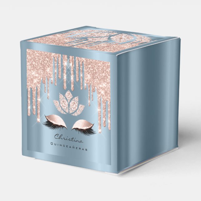 Caixinha De Lembrancinhas Quinceañeras Doce 16º Rosa Bridal Dusty Blu (Verso)