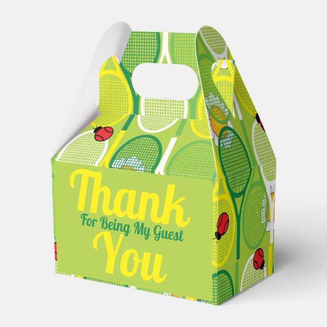 Caixinha De Lembrancinhas Rackets de tênis com pássaros-de-coleira (Frente)