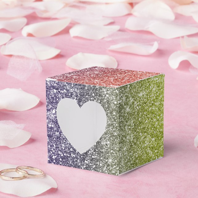 Caixinha De Lembrancinhas Rainbow Glitter  (Casamento)