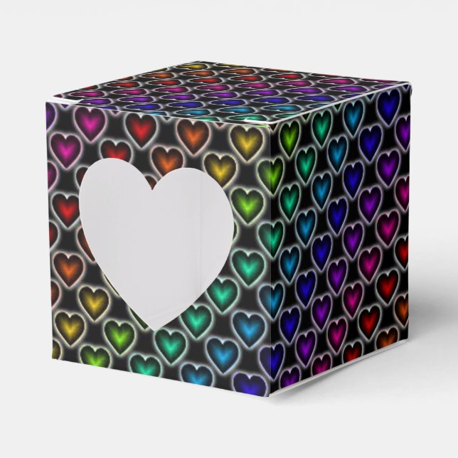 Caixinha De Lembrancinhas Rainbow Heart Pattern Heart Favor Box (Frente)