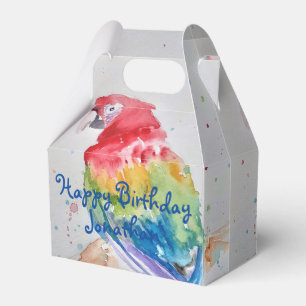 Caixinha De Lembrancinhas Rainbow Parrot Bird Child Birthday Cake Favor Box