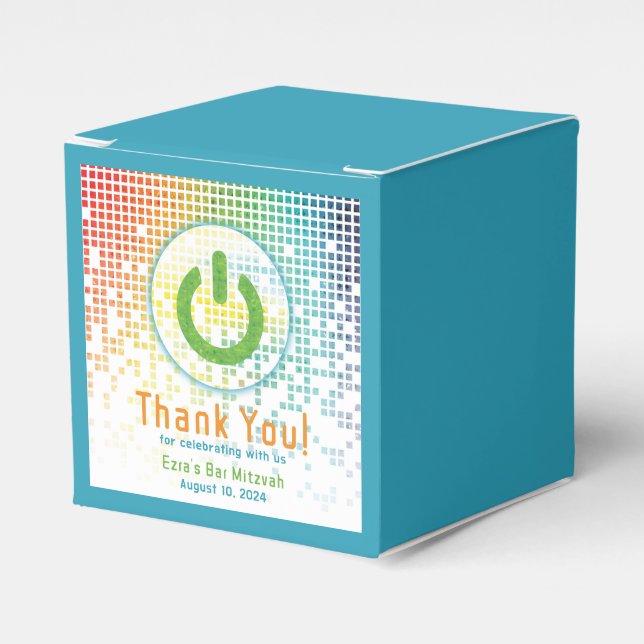 Caixinha De Lembrancinhas Rainbow Pixels Vídeo Game Gamer Bar Mitzvah (Frente)