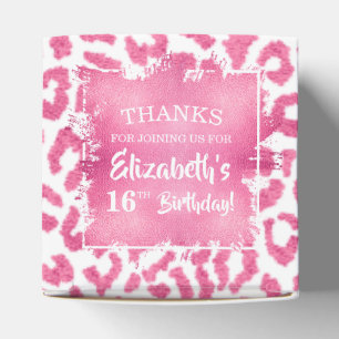 Caixinha De Lembrancinhas Rapariga Rosa-Chic e Leopardo Branco Aniversário