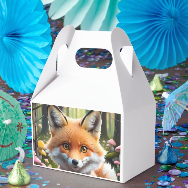 Caixinha De Lembrancinhas Raposa-branca com arco verde e rosa (Festa)