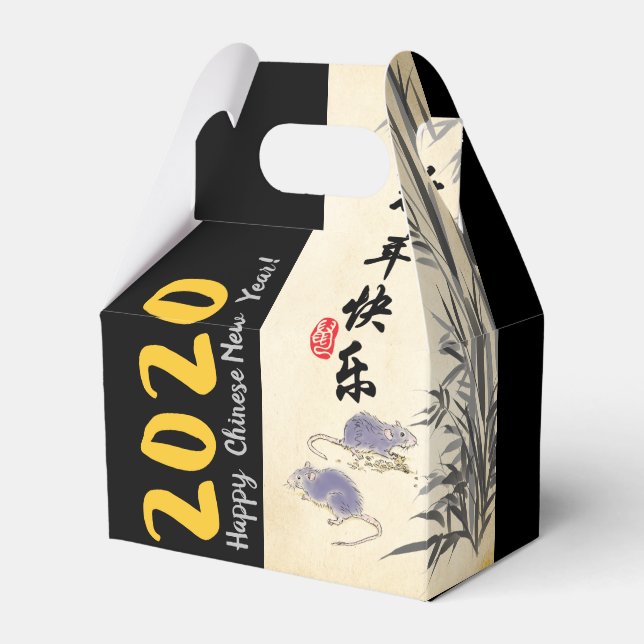 Caixinha De Lembrancinhas Ratos Bambu originais pintando Chineses Deseja GFB (Frente)