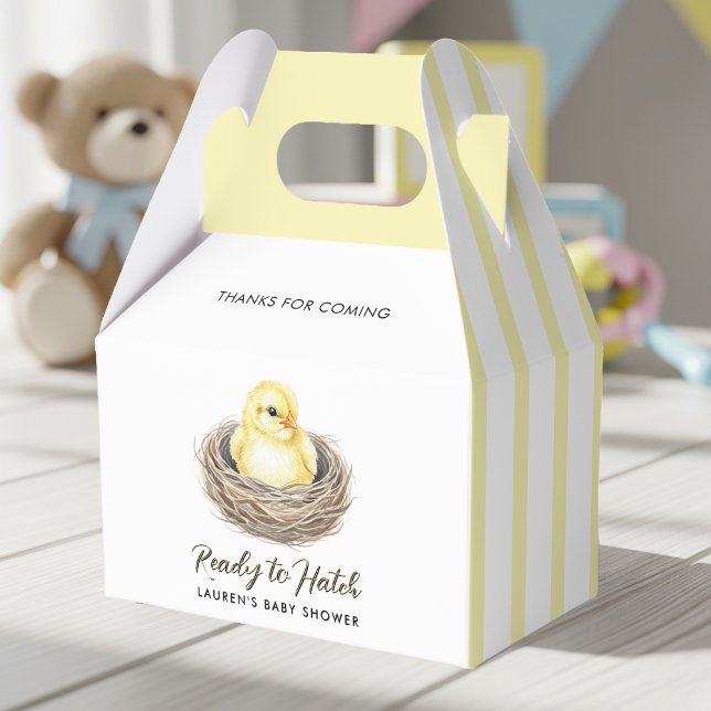 Caixinha De Lembrancinhas Ready To Hatch Yellow Spring Chick Baby Shower (Ready To Hatch Yellow Spring Chick Baby Shower Favor Boxes
)