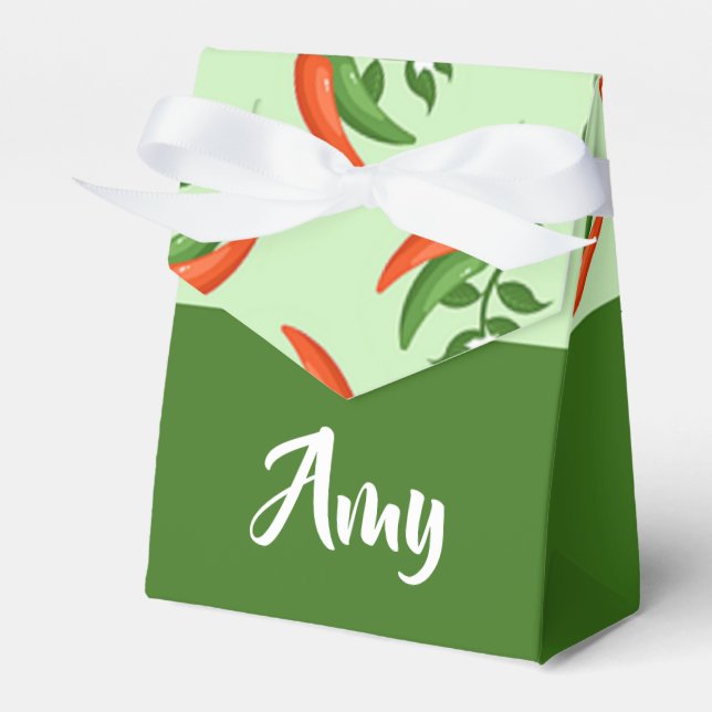 Caixinha De Lembrancinhas Red and green chili peppers pattern (Frente)