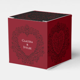 Caixinha De Lembrancinhas Red Black Heart Swirls Gothic Wedding