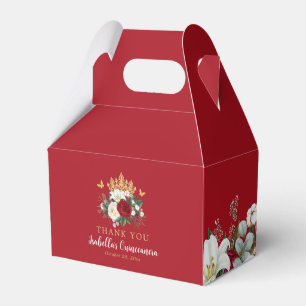 Caixinha De Lembrancinhas Red Floral Quinceañera Obrigado