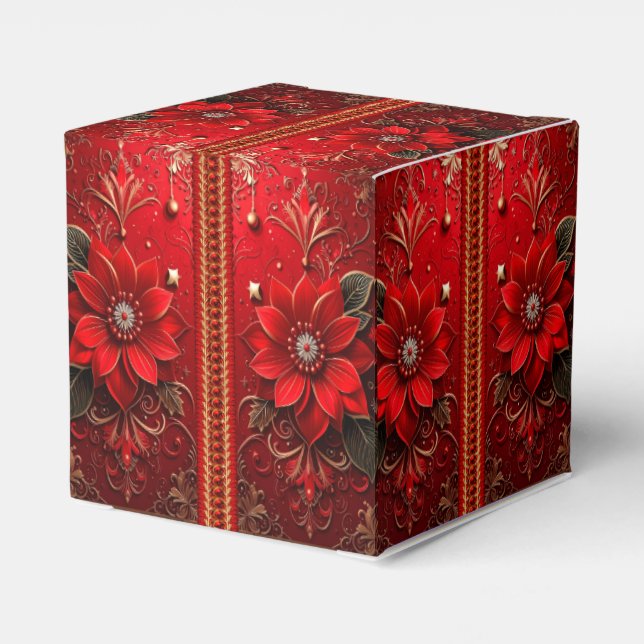 Caixinha De Lembrancinhas Red Flower Holiday Favor Box (Verso)