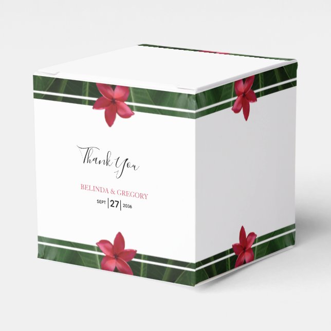 Caixinha De Lembrancinhas Red Frangipani Plumeria Wedding (Frente)