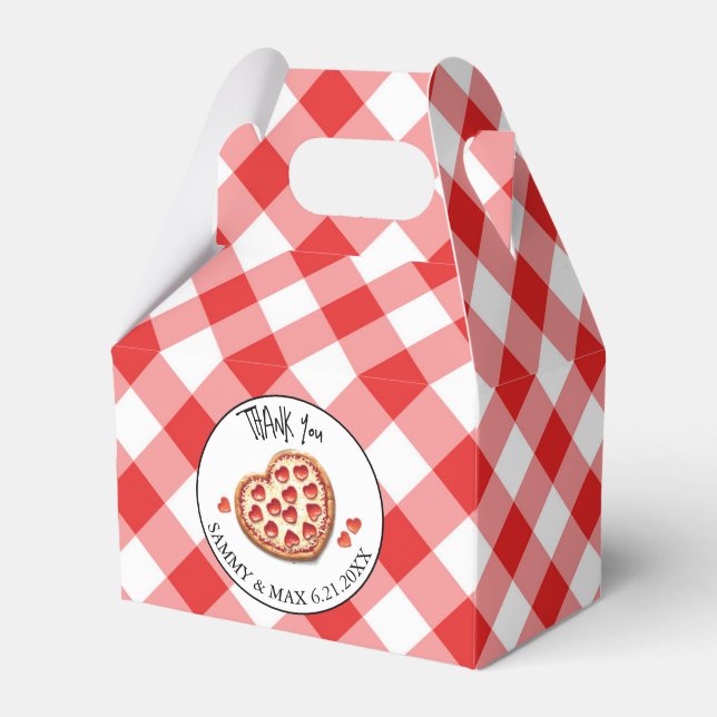 Caixinha De Lembrancinhas Red Gingham Pizza Party Favor Box (Frente)