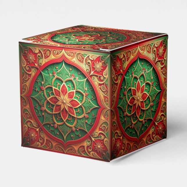 Caixinha De Lembrancinhas Red Green Decorative Holiday Favor Box (Frente)
