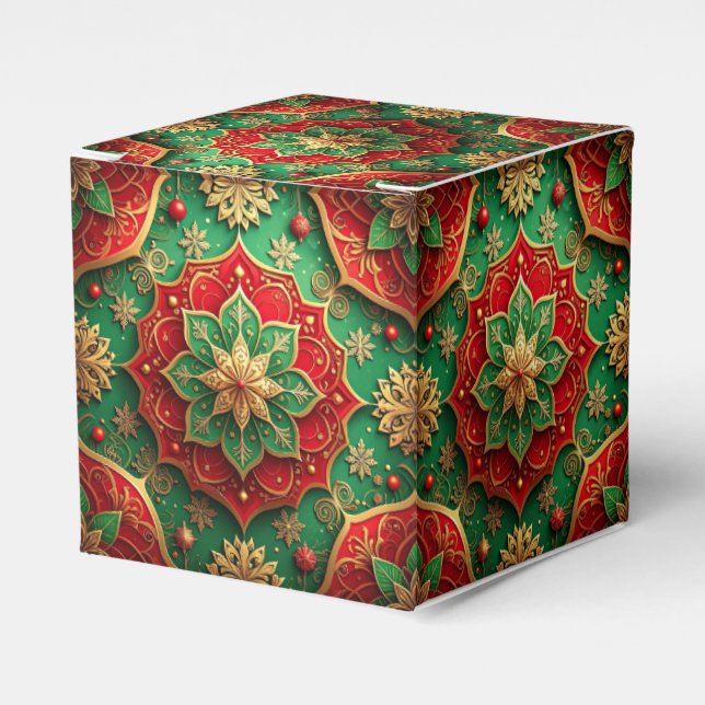 Caixinha De Lembrancinhas Red Green Decorative Holiday Favor Box (Frente)