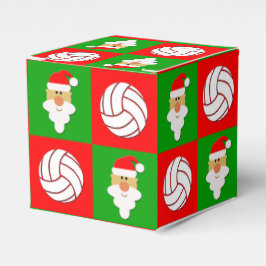 Caixinha De Lembrancinhas Red & Green Volleybolas & Santa Clause Natal
