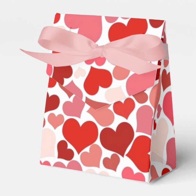 Caixinha De Lembrancinhas Red Pink Love Hearts Mosaic Romantic Favor Box (Frente)