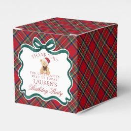 Caixinha De Lembrancinhas Red Tartan Plaid Christmas Bear Birthday Favor Box