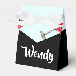 Caixinha De Lembrancinhas Red wine bottles and glasses pattern