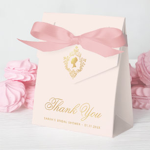 Caixinha De Lembrancinhas Regency Pink Gold Lady Vintage Crest Bridal Shower