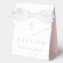 Religious Cross Pink Script Girl Baptism 