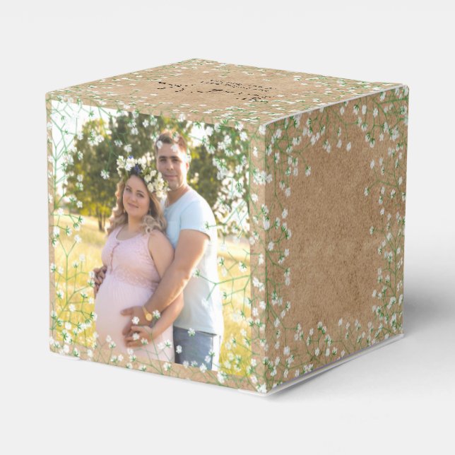 Caixinha De Lembrancinhas Respiração do bebê Flores de Água Chá de fraldas B (Verso)