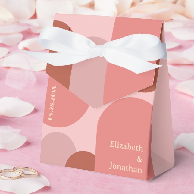 Caixinha De Lembrancinhas Retro Arches Casamento Cor-de-Rosa Coral (Casamento)