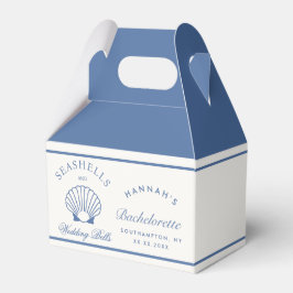 Caixinha De Lembrancinhas Retro Azul Conchas Marinhas & Sininhos de Casament