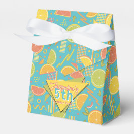 Caixinha De Lembrancinhas Retro Blue Summer Citrus Fruit Birthday