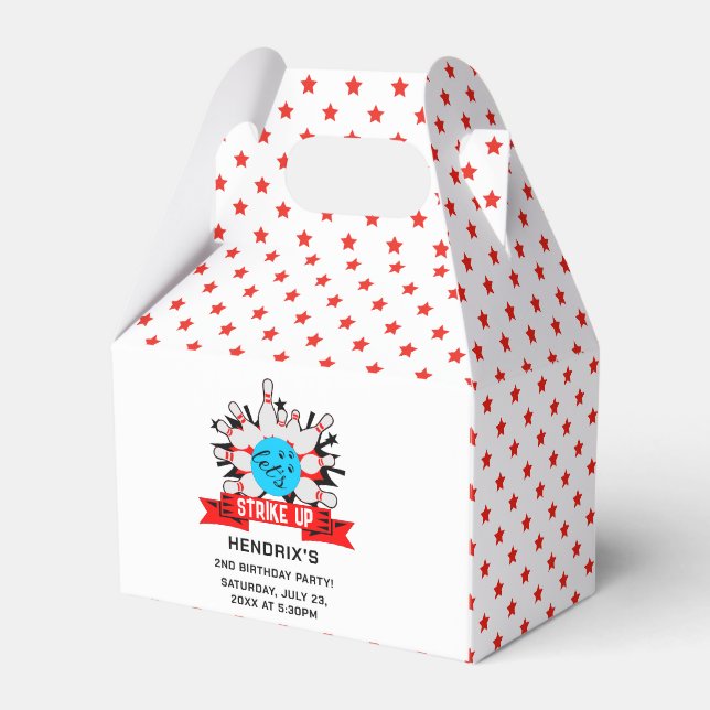 Caixinha De Lembrancinhas Retro Bowling Kids 1st Birthday Party (Frente)