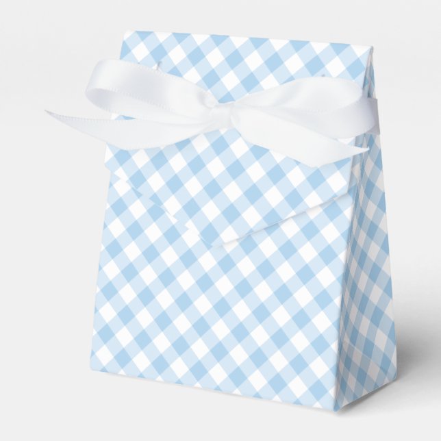Caixinha De Lembrancinhas Retro Gingham Baby Blue (Frente)