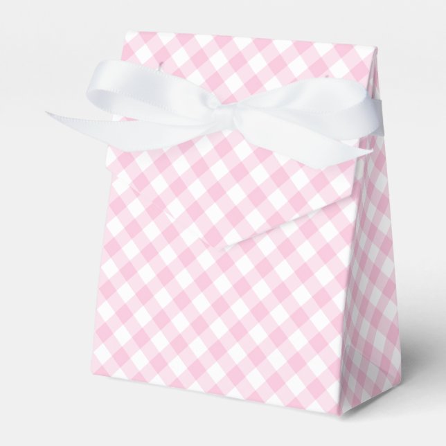 Caixinha De Lembrancinhas Retro Gingham Light Pink (Frente)