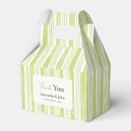 Caixinha De Lembrancinhas Retro Green Stripes Wedding Thank You