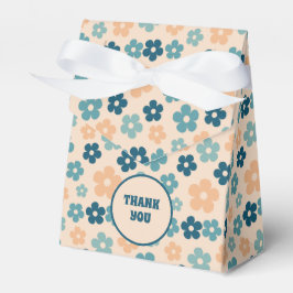 Caixinha De Lembrancinhas Retro Peach Green Boho Flower Birday Obrigado