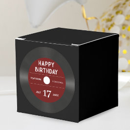 Caixinha De Lembrancinhas Retro Red Vinyl Record Black Happy Birday